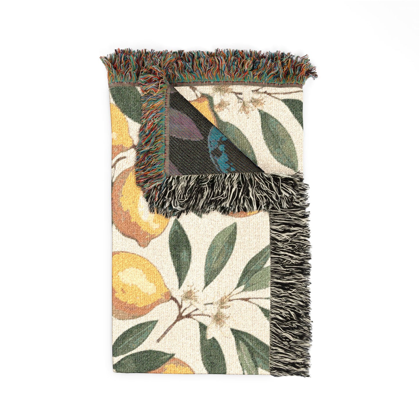 Lemon Branches Woven Blanket | Citrus Floral Throw