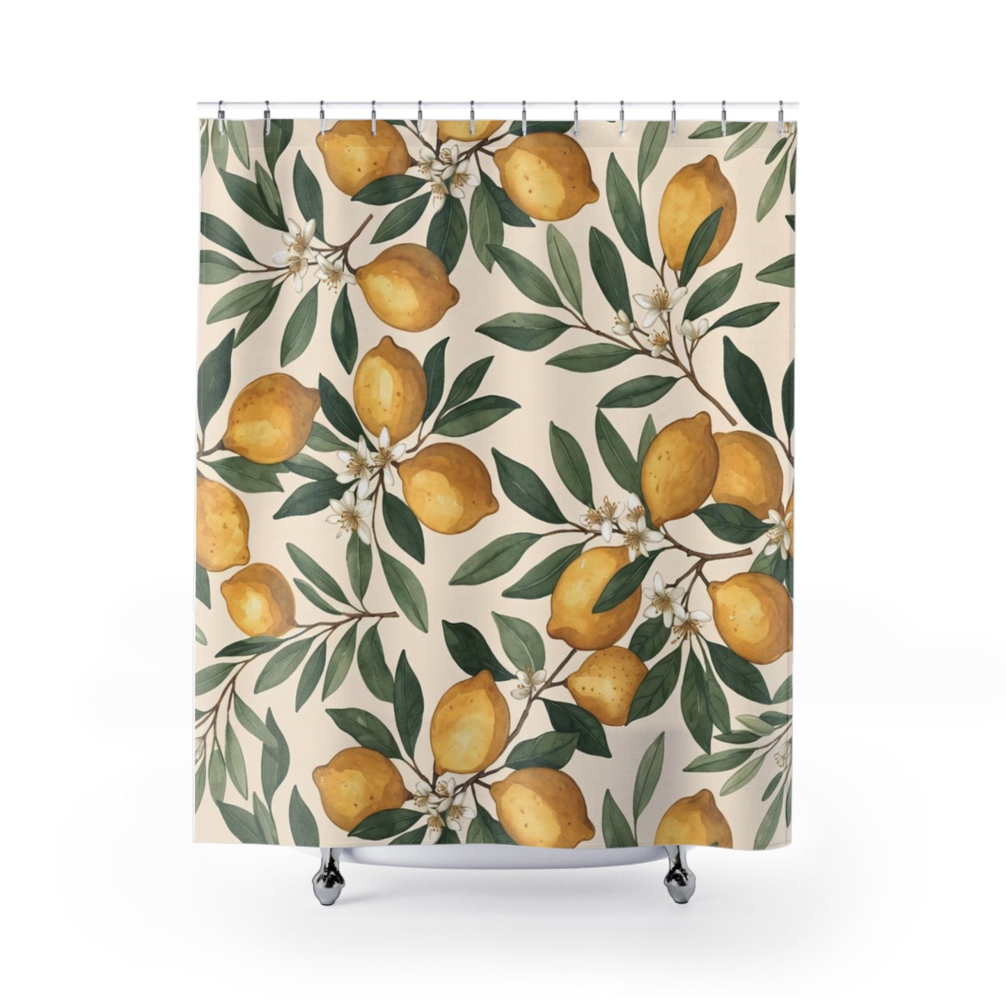 Lemon Orchard Shower Curtain – Botanical Citrus Bathroom Decor
